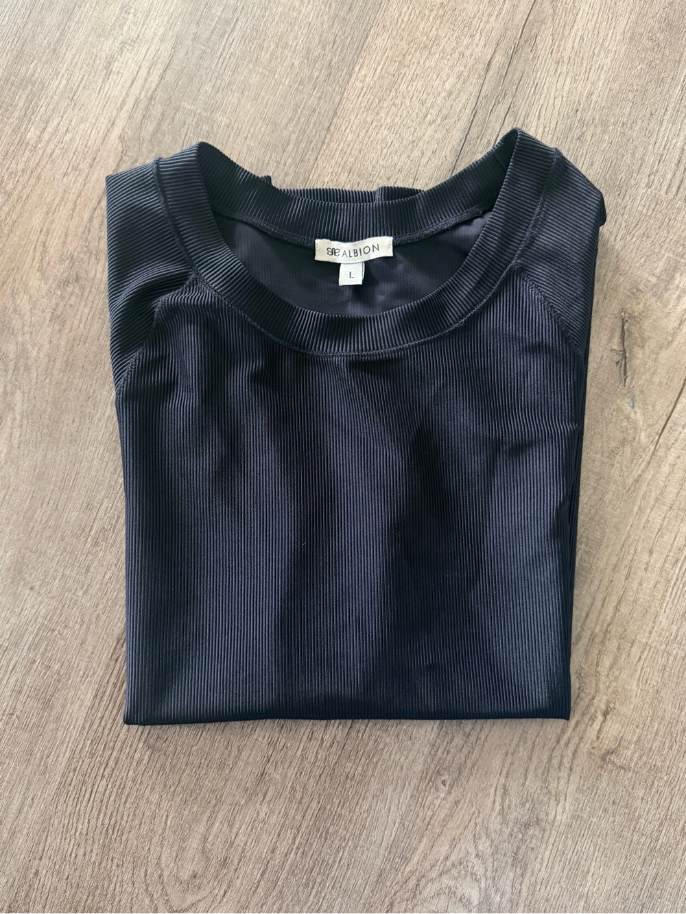 Albion Black Ribbed Crewneck Top